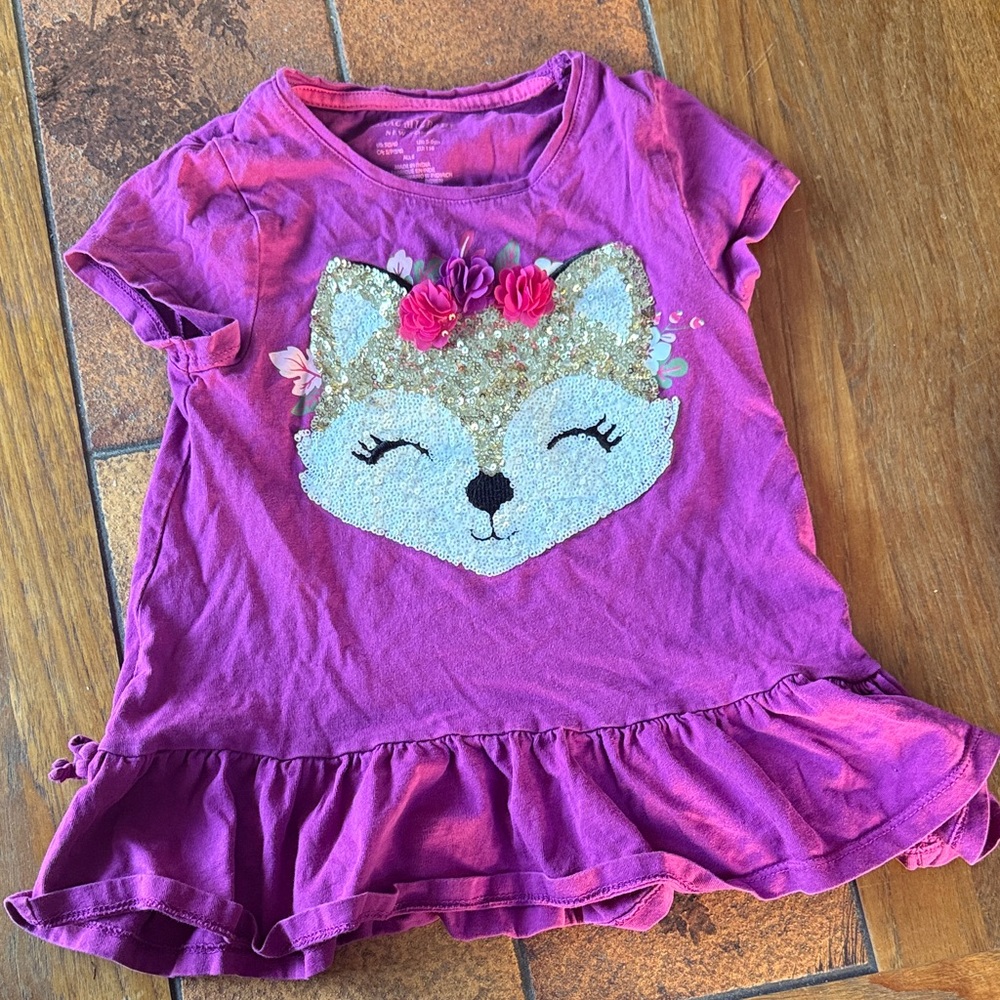 3/$12 Isaac Mizrahi Purple Fox Graphic Tee (S/6)